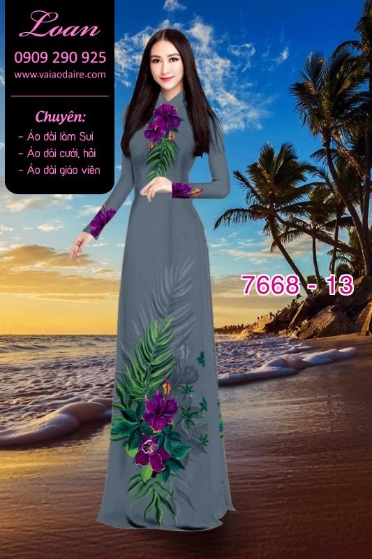 Vải áo dài hoa trên dưới