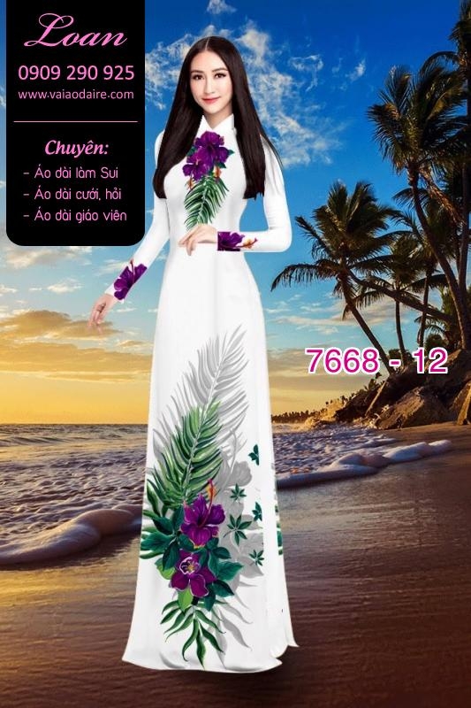 Vải áo dài hoa trên dưới