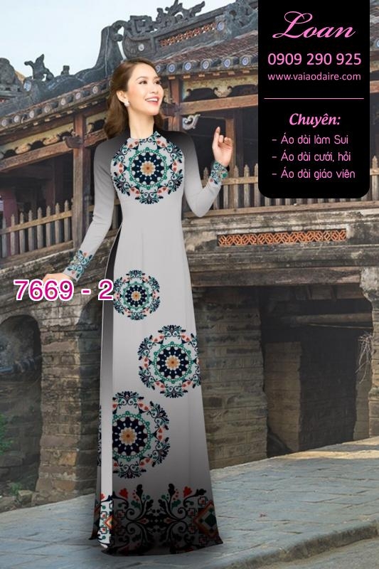 Vải áo dài hoa văn tròn