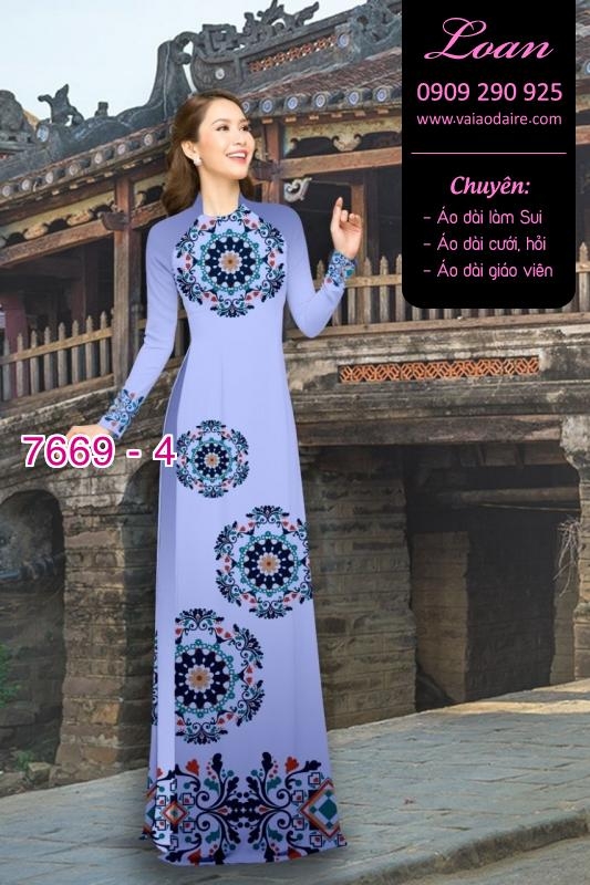 Vải áo dài hoa văn tròn
