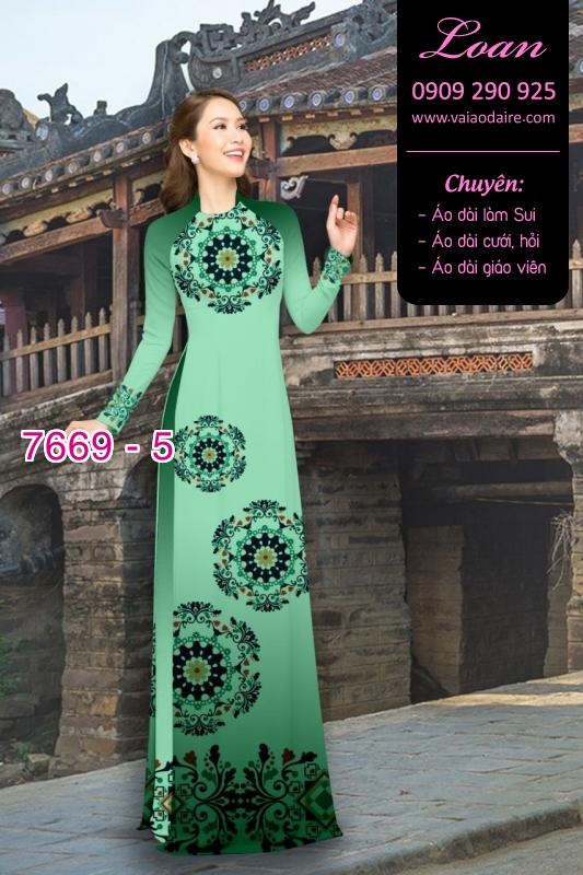 Vải áo dài hoa văn tròn