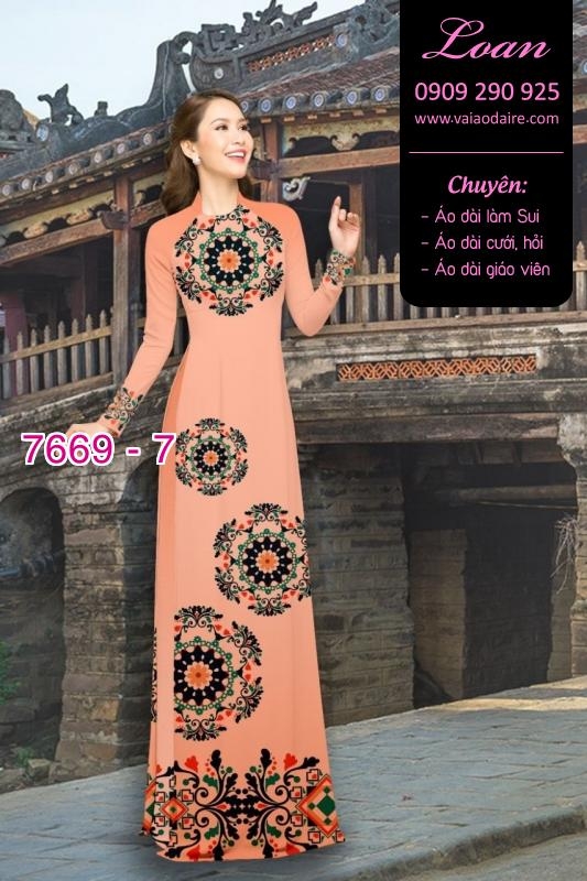 Vải áo dài hoa văn tròn