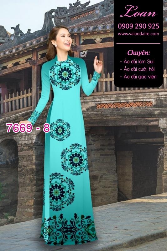 Vải áo dài hoa văn tròn