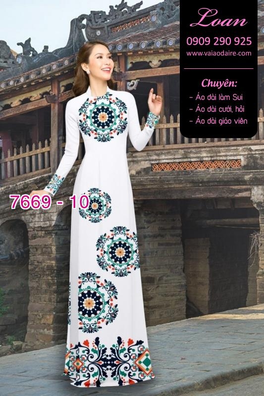 Vải áo dài hoa văn tròn