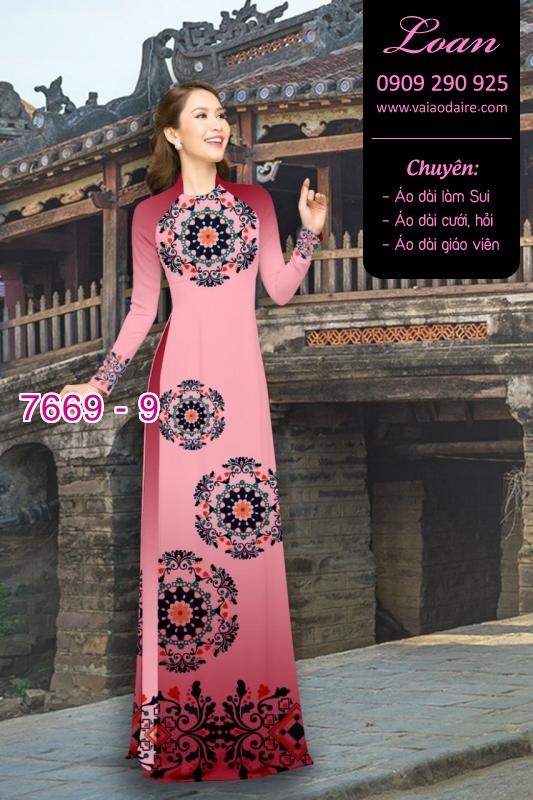 Vải áo dài hoa văn tròn