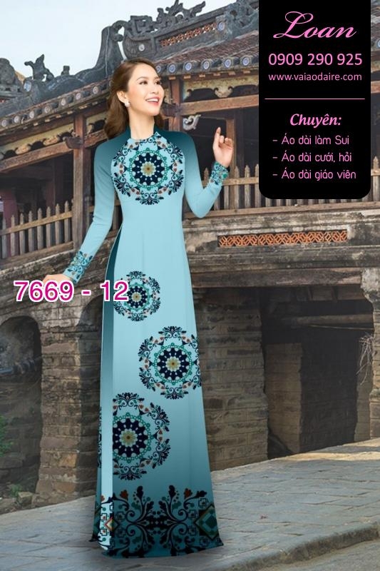 Vải áo dài hoa văn tròn