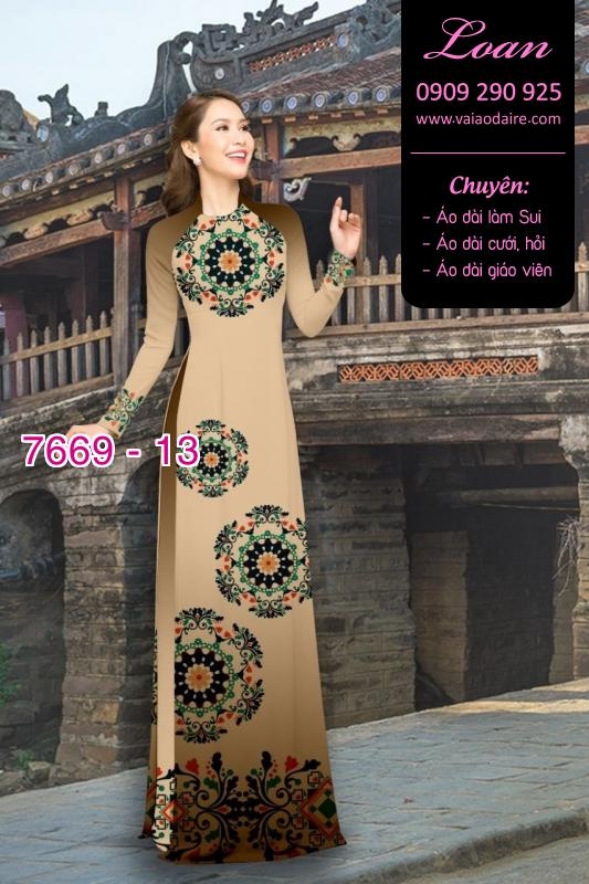 Vải áo dài hoa văn tròn