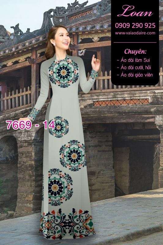 Vải áo dài hoa văn tròn