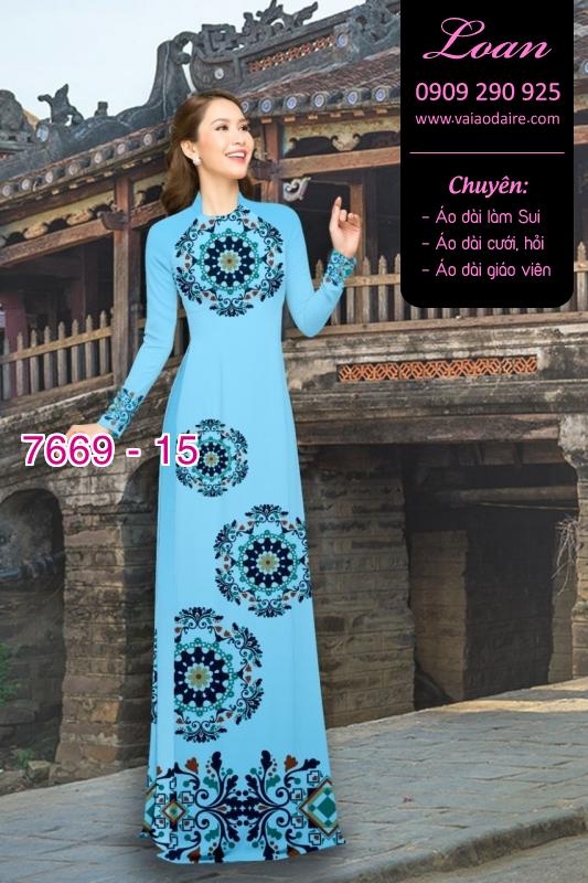 Vải áo dài hoa văn tròn