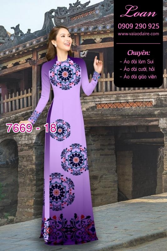 Vải áo dài hoa văn tròn