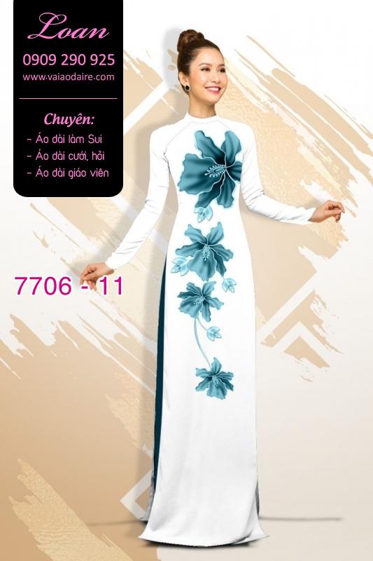 Vải áo dài hoa 3D