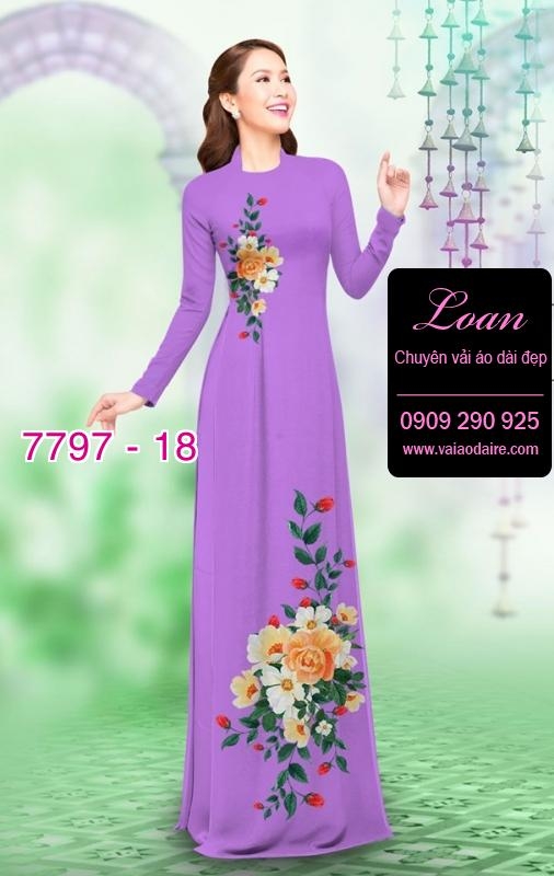 Vải áo dài hoa 3D