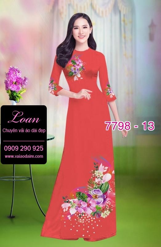 Vải áo dài hoa 3D