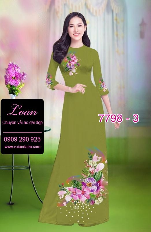 Vải áo dài hoa 3D