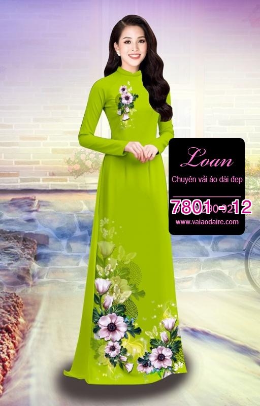 Vải áo dài hoa 3D
