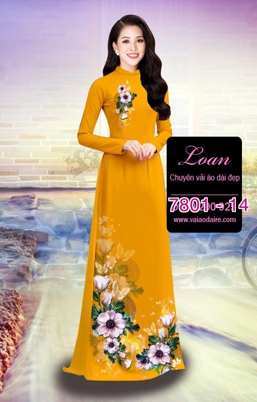 Vải áo dài hoa 3D