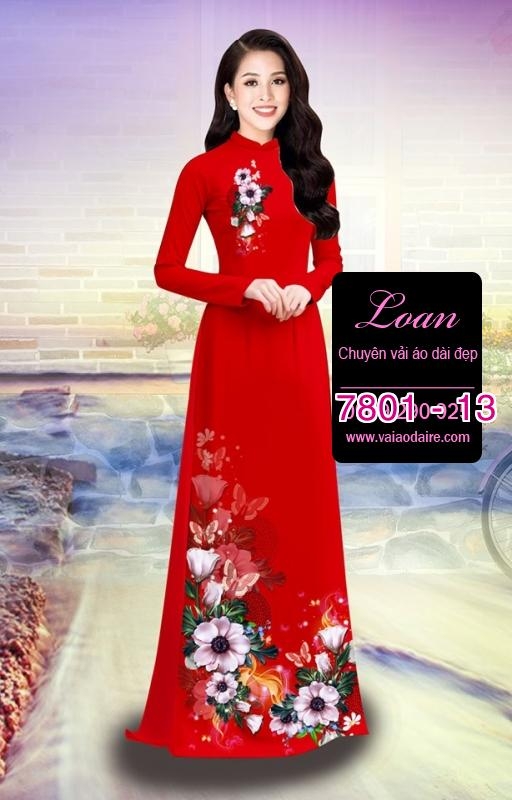 Vải áo dài hoa 3D