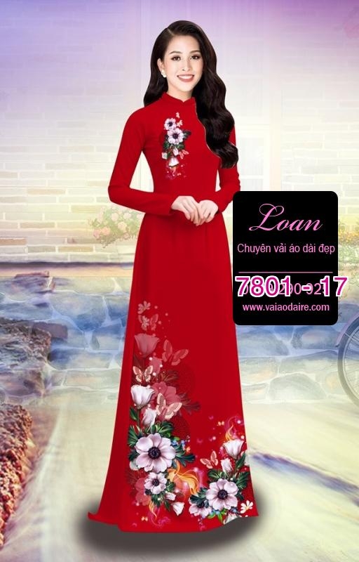Vải áo dài hoa 3D