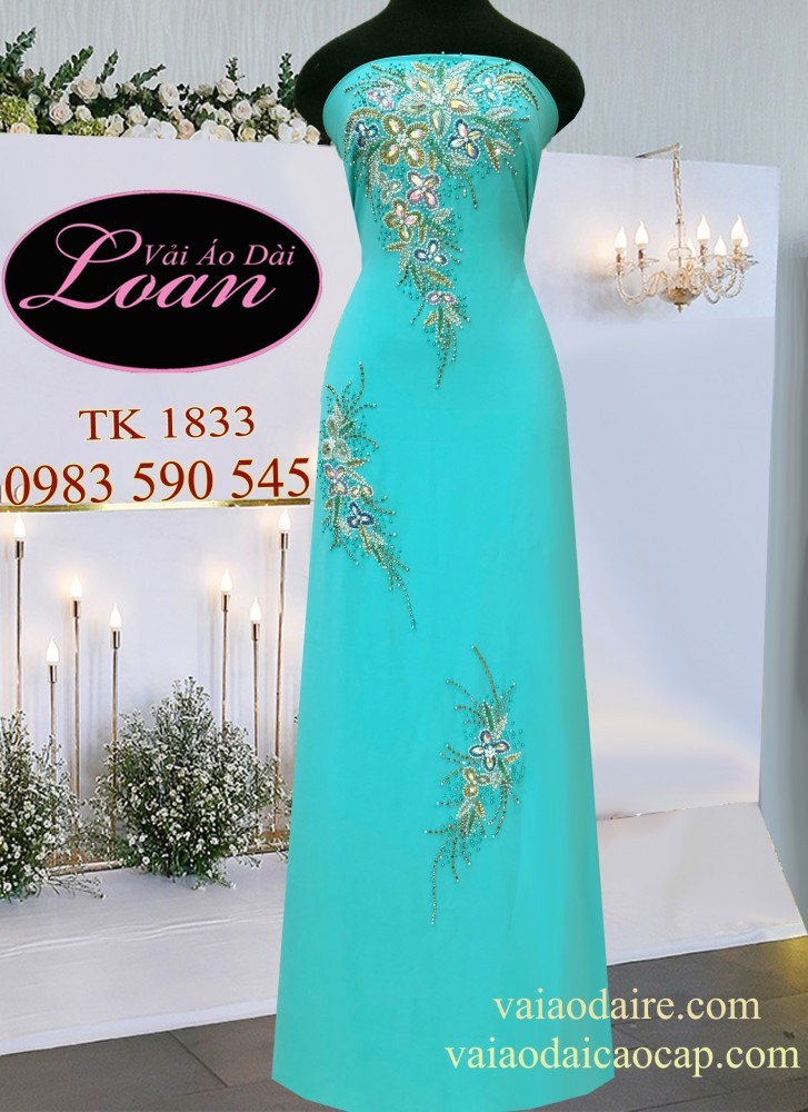 Vải áo dài kết đá sang trọng