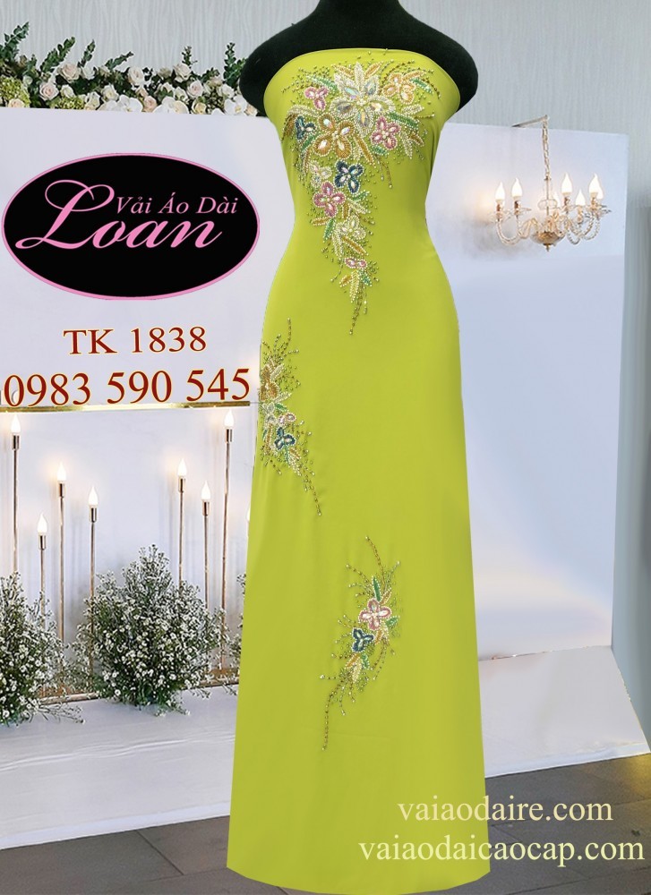 Vải áo dài kết đá sang trọng