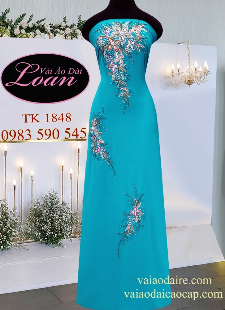 Vải áo dài kết đá sang trọng