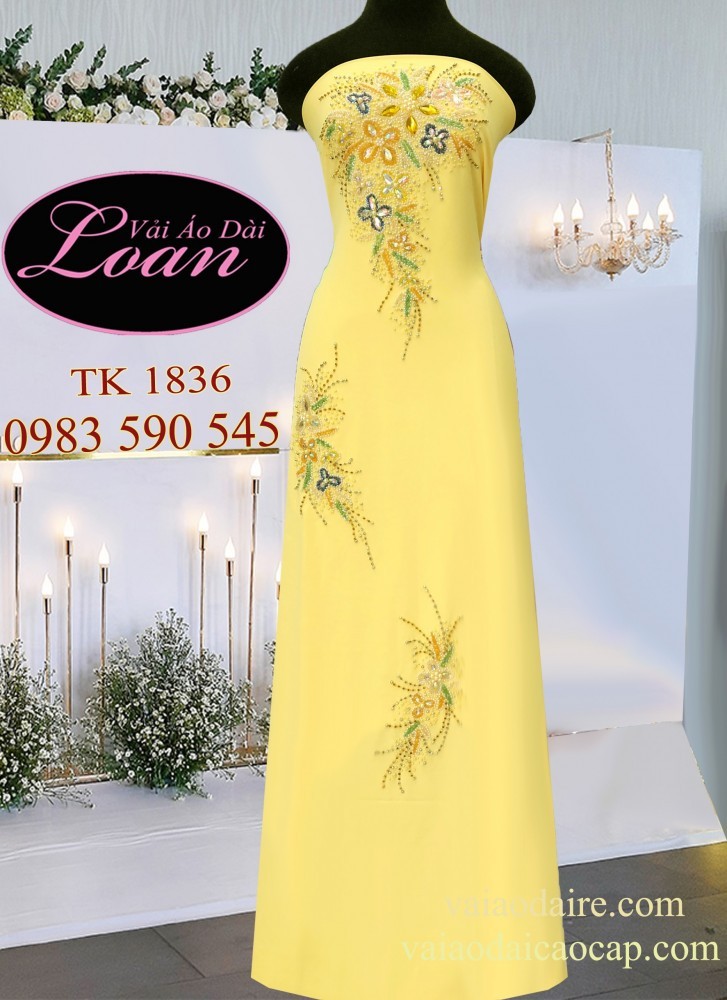 Vải áo dài kết đá sang trọng