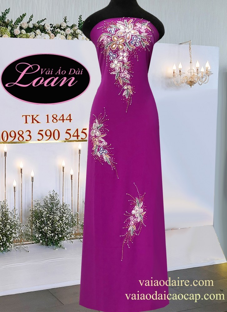 Vải áo dài kết đá sang trọng