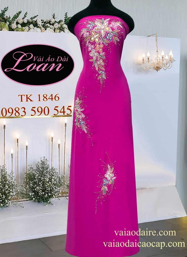 Vải áo dài kết đá sang trọng