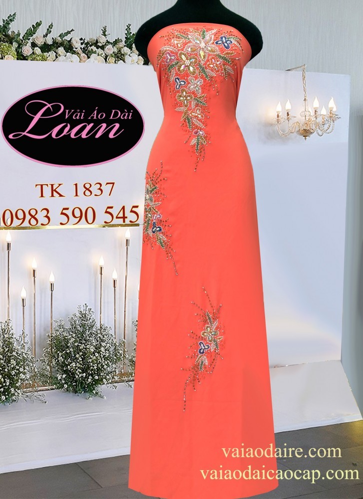 Vải áo dài kết đá sang trọng