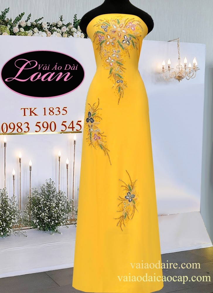 Vải áo dài kết đá sang trọng