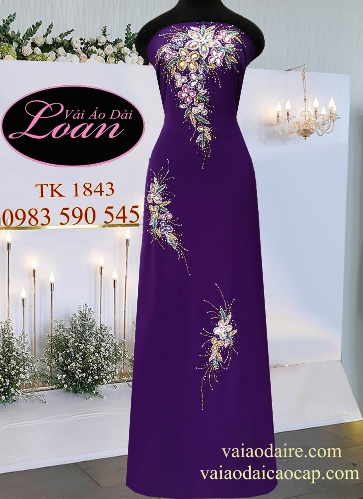 Vải áo dài kết đá sang trọng