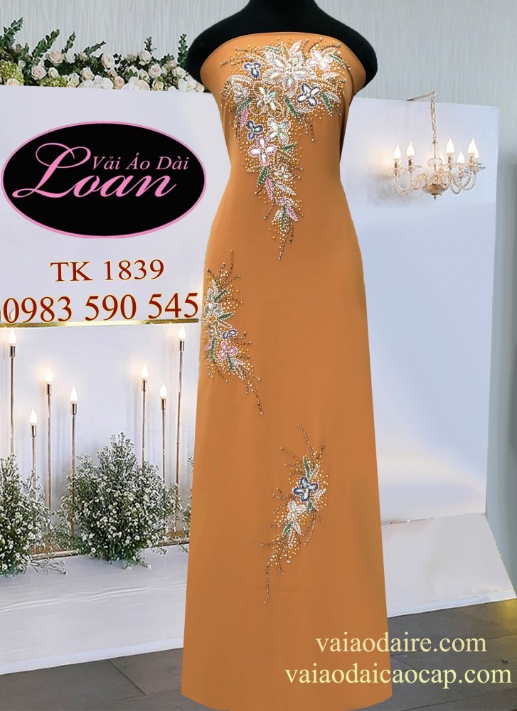 Vải áo dài kết đá sang trọng