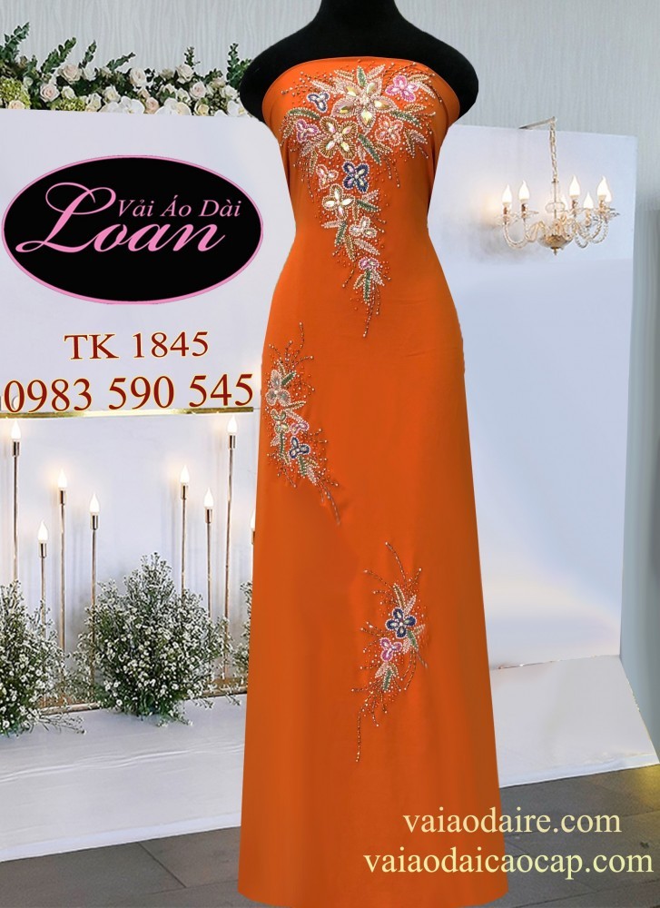 Vải áo dài kết đá sang trọng