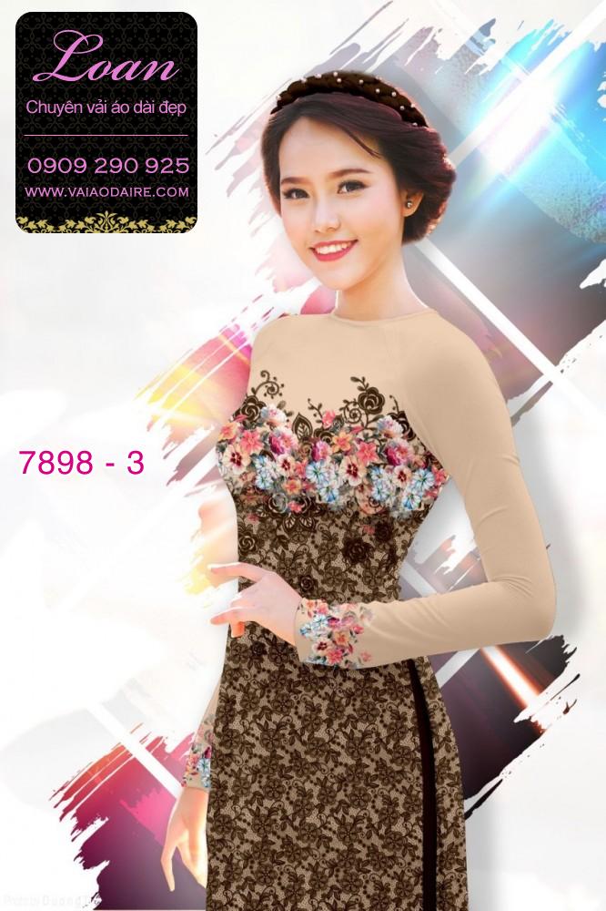 Vải áo dài hoa 3D