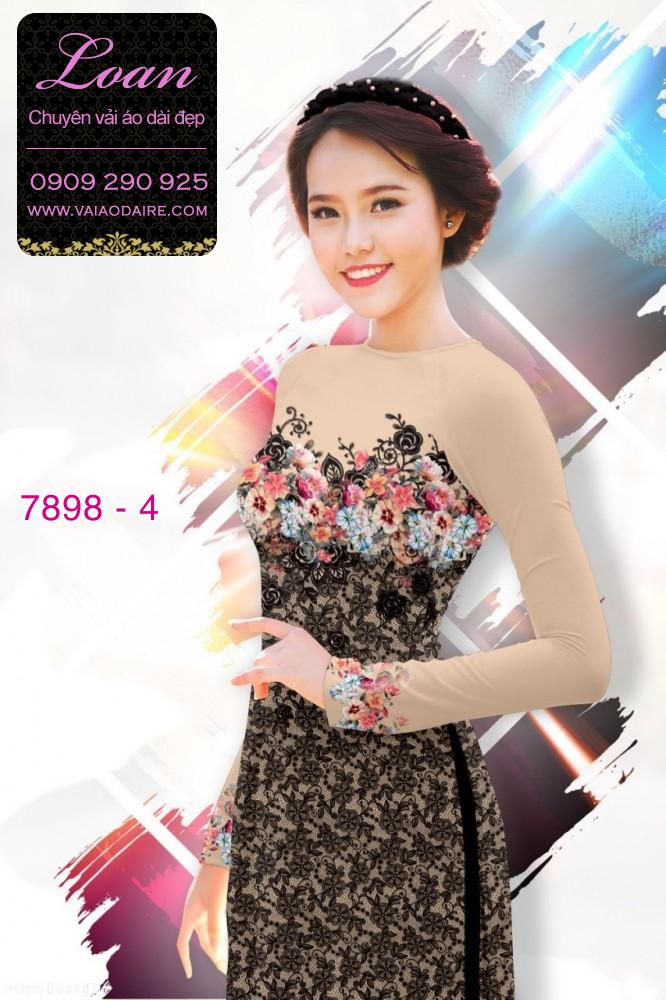 Vải áo dài hoa 3D