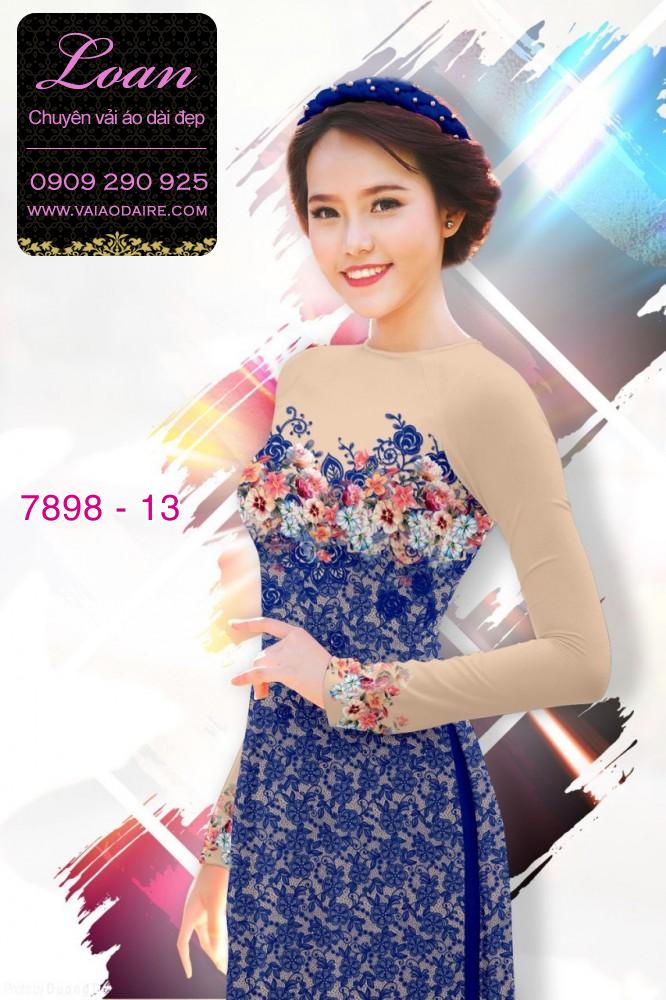 Vải áo dài hoa 3D