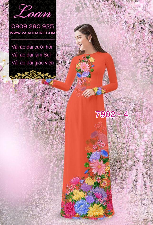 Vải áo dài hoa 3D
