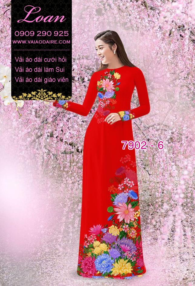 Vải áo dài hoa 3D