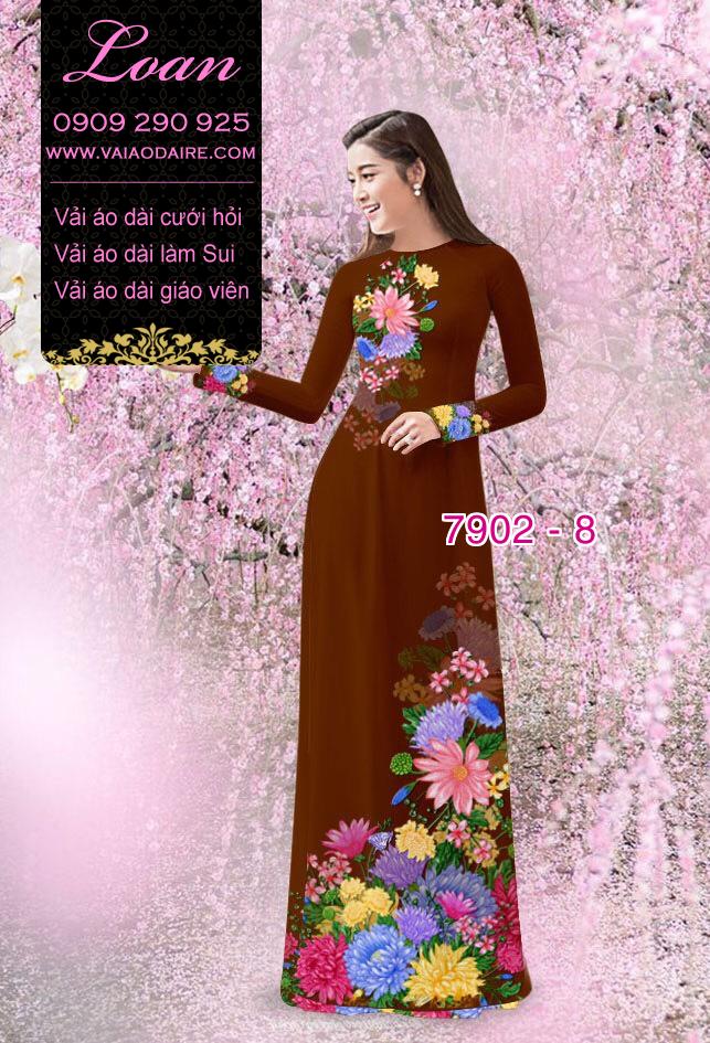 Vải áo dài hoa 3D