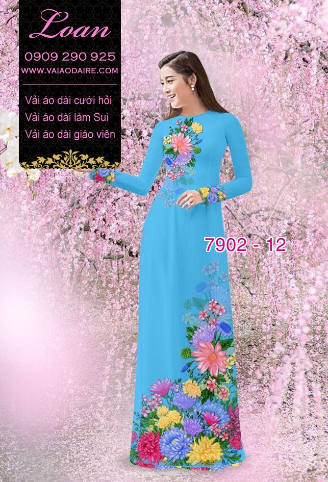 Vải áo dài hoa 3D