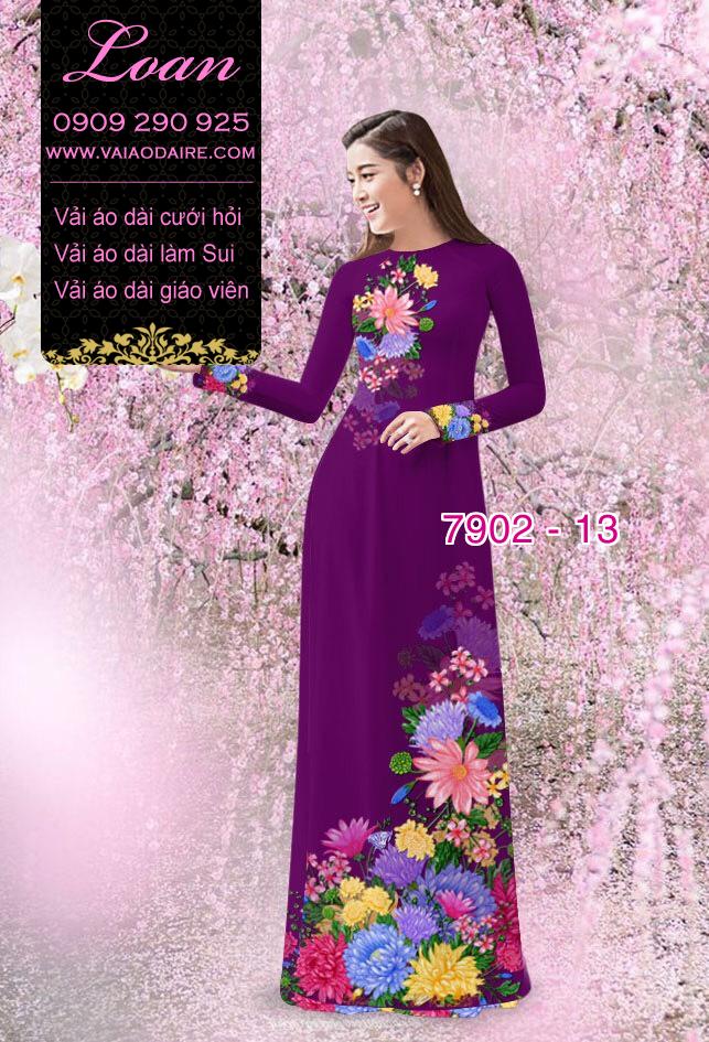 Vải áo dài hoa 3D