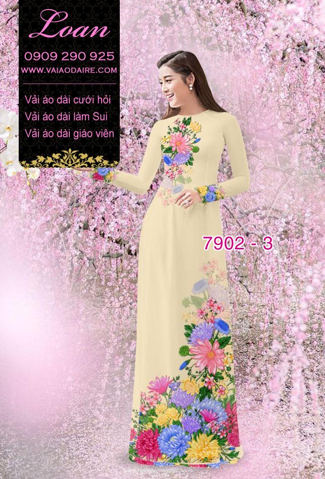 Vải áo dài hoa 3D