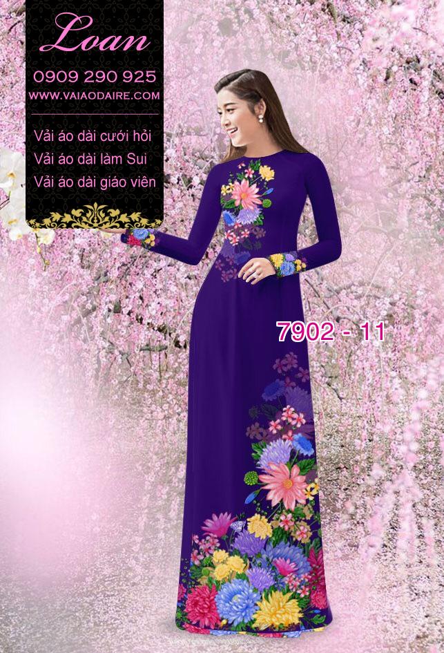 Vải áo dài hoa 3D