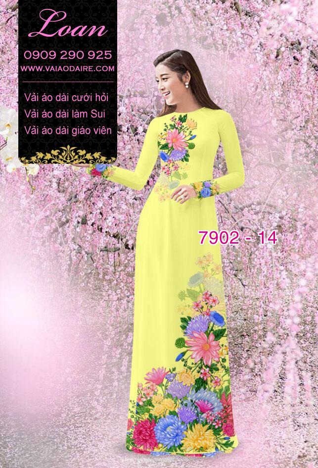 Vải áo dài hoa 3D