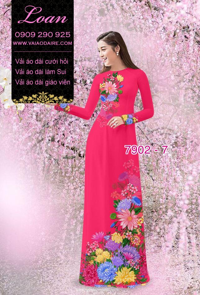Vải áo dài hoa 3D