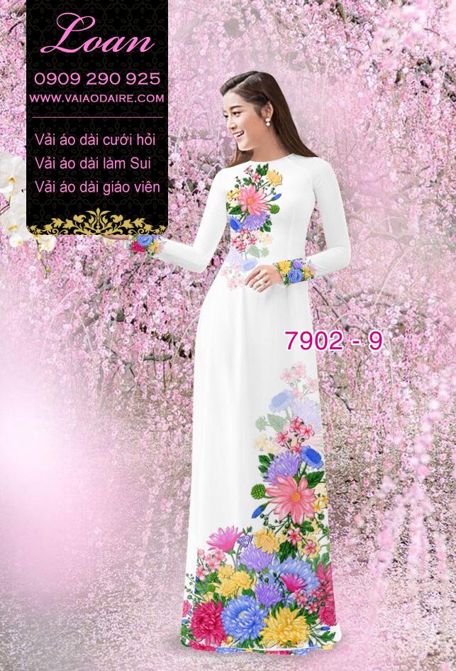 Vải áo dài hoa 3D