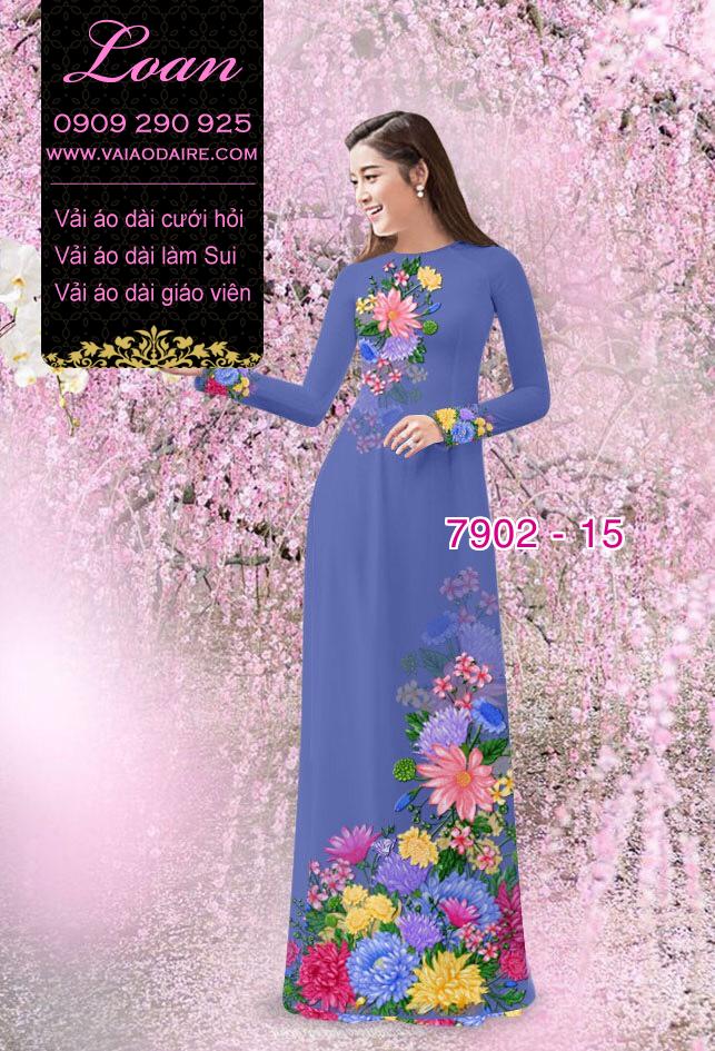 Vải áo dài hoa 3D