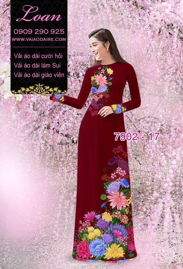 Vải áo dài hoa 3D