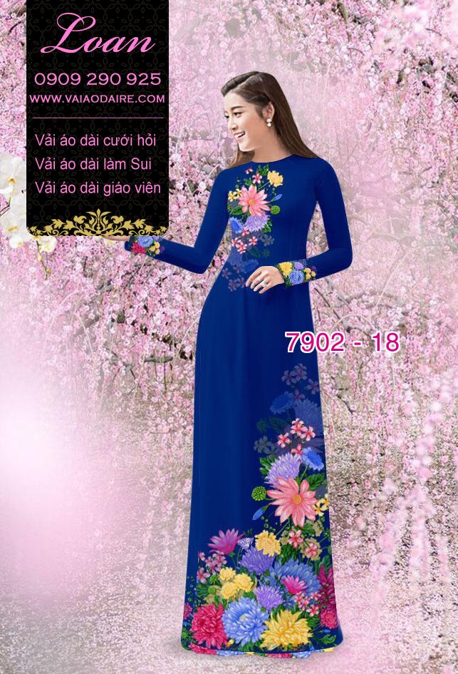 Vải áo dài hoa 3D