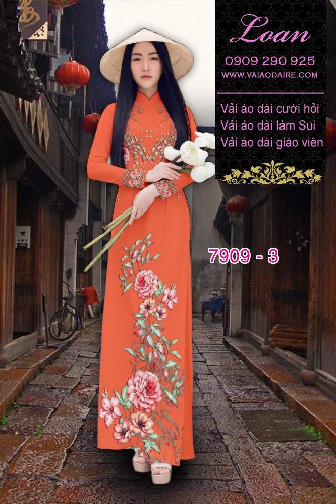 Vải áo dài hoa 3D